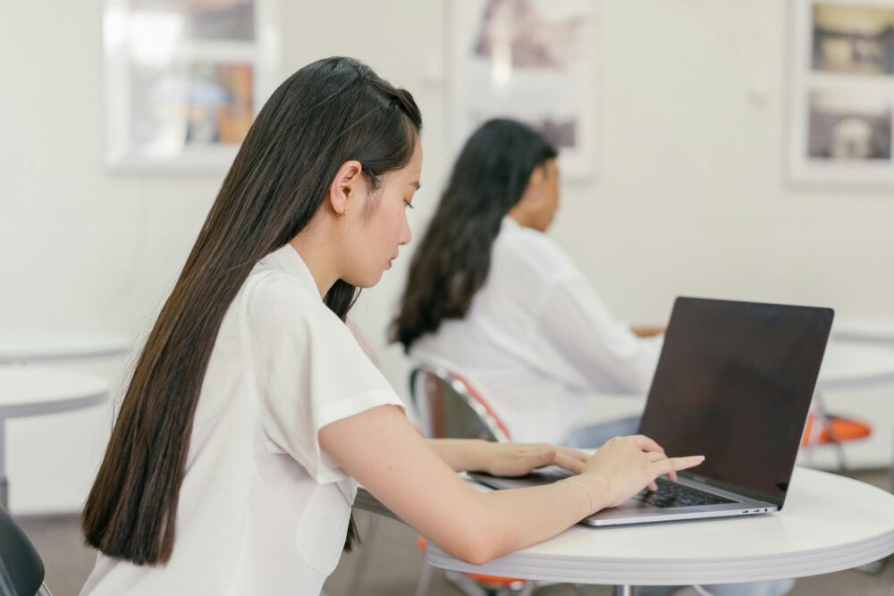 student using a laptop